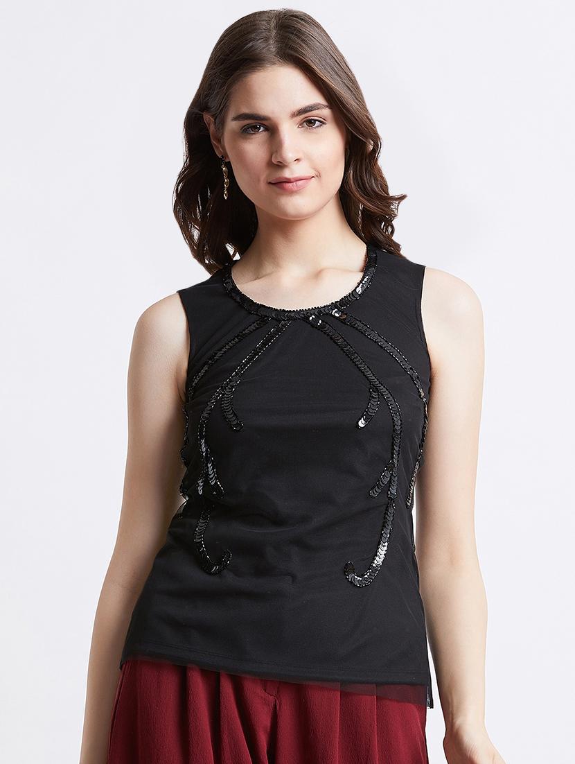 round neck embellished detail top - 16496910 - Zoom Image - 2
