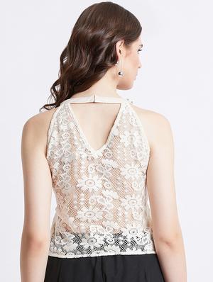 embellished neck crochet crop top - 16496930 - Standard Image - 3