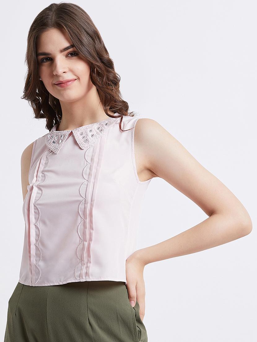 shirt collar embellished detail top - 16496931 - Zoom Image - 2
