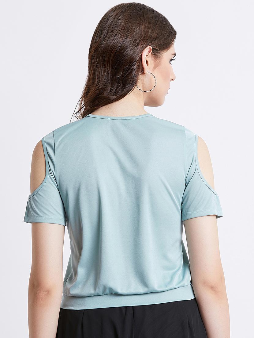 cold shoulder embellished crop top - 16496933 - Zoom Image - 3