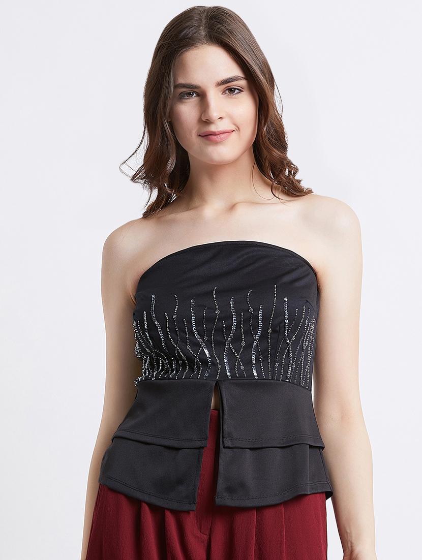 front slit embellished tube top - 16496940 - Zoom Image - 2