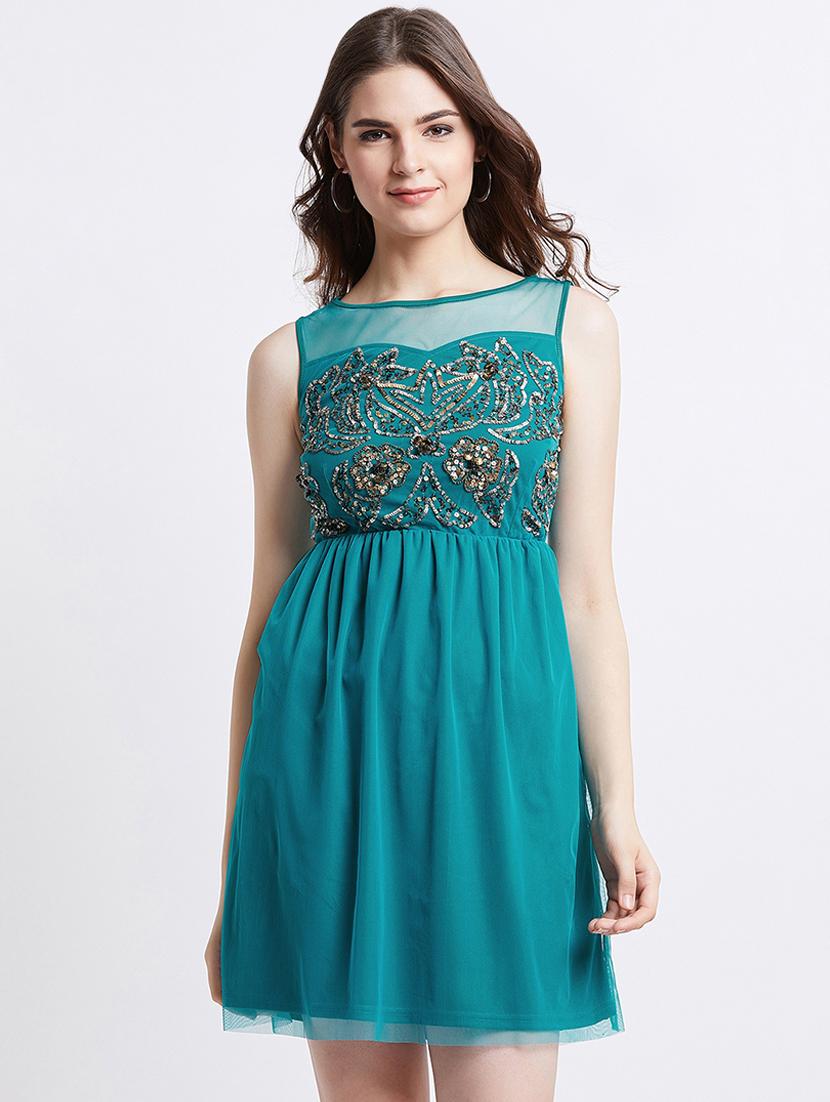 boat neck sequined blouson dress - 16496944 - Zoom Image - 2