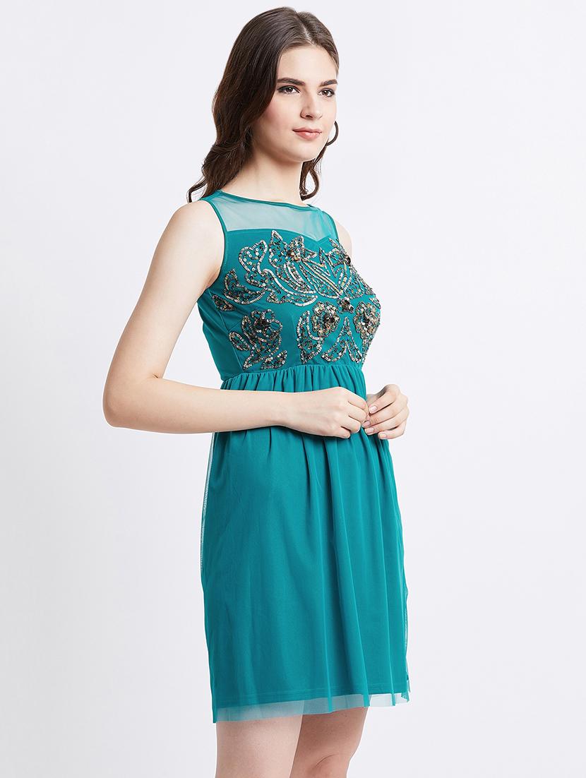 boat neck sequined blouson dress - 16496944 - Zoom Image - 3