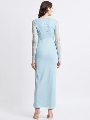 embellished yoke high slit maxi dress - 16496946 - Standard Image - 3