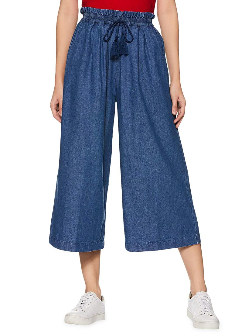 drawstring waist denim trouserv - 16496983 - Zoom Image - 1