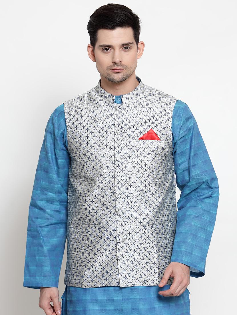white printed nehru jacket - 16497080 - Zoom Image - 1