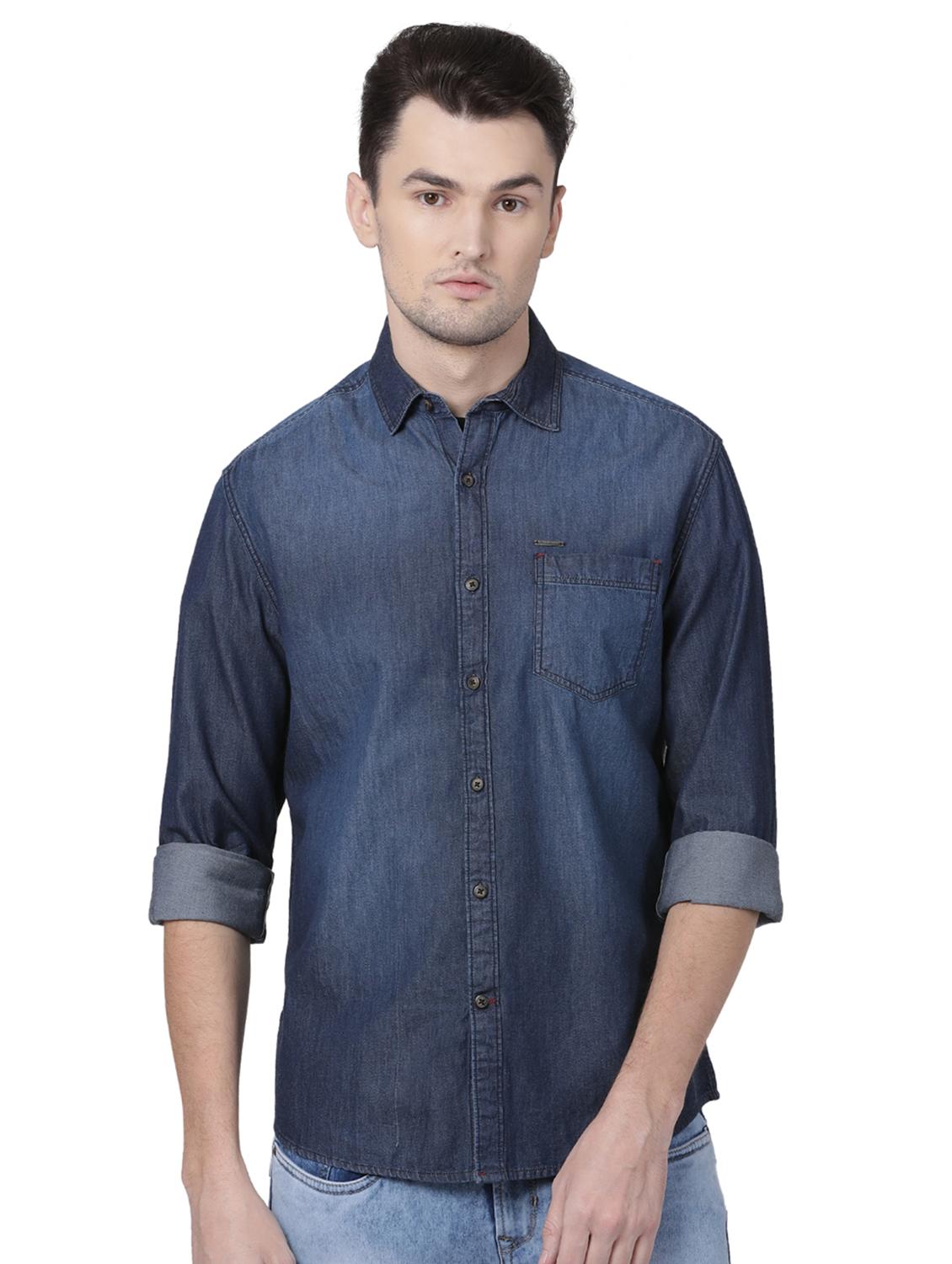 navy blue faded casual shirt - 16497169 - Zoom Image - 1