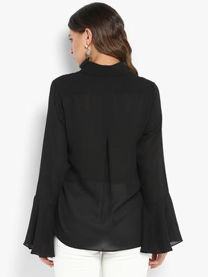 bell sleeved solid high low shirt - 16497330 - Standard Image - 3