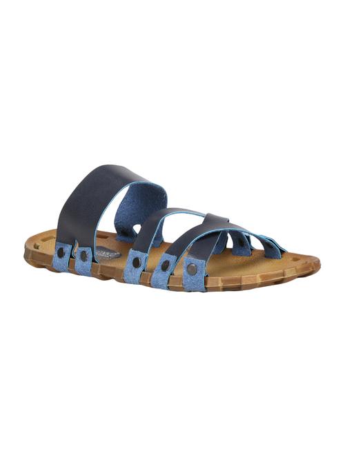 koxko navy blue leatherette slip on slippers - 16497688 - Standard Image - 1
