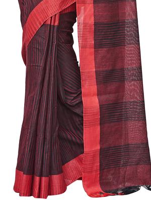 striped handloom saree - 16497708 - Standard Image - 3
