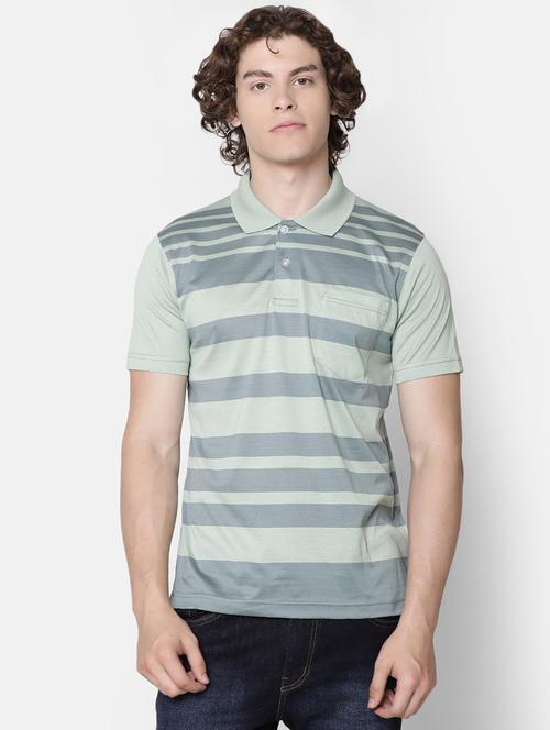 green striped collared t-shirt - 16497888 - Standard Image - 1