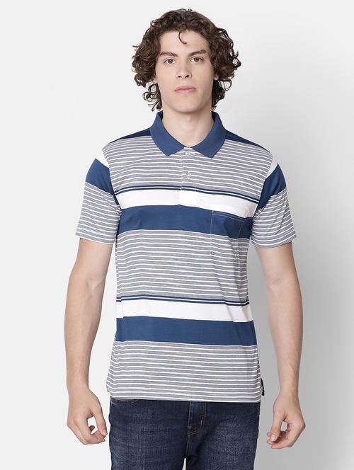 blue striped collared t-shirt - 16497892 - Standard Image - 1