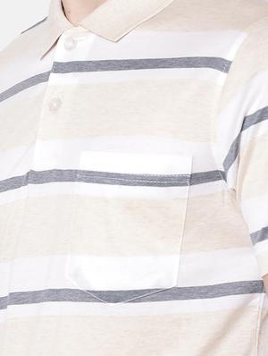 beige striped pocket t-shirt - 16497894 - Standard Image - 5