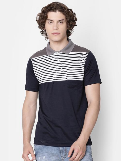 navy blue striped pocket t-shirt - 16497915 - Standard Image - 1