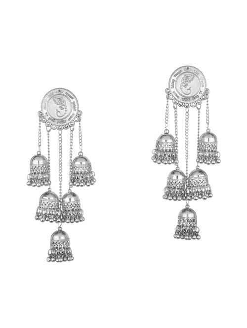 silver metal jhumka earring - 16497943 - Very Small Image - 1