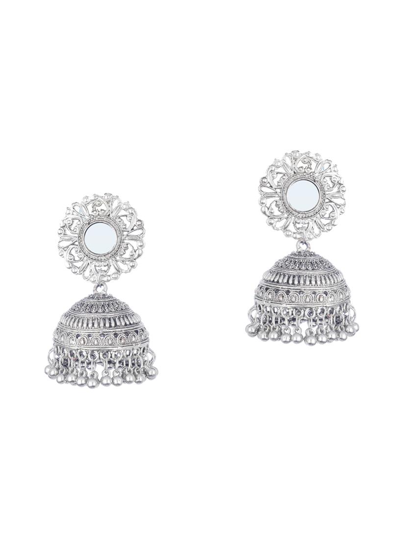 silver metal jhumka earring - 16497979 - Zoom Image - 1