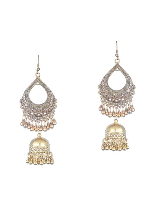 gold metal jhumka earring - 16497996 - Standard Image - 1