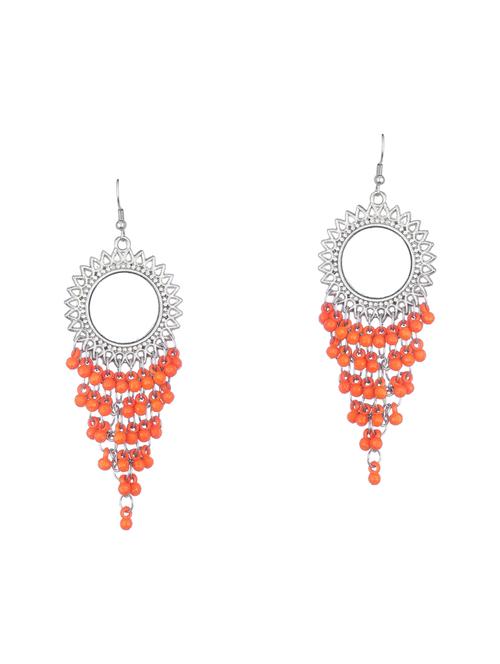 orange metal drop earring - 16498028 - Very Small Image - 1