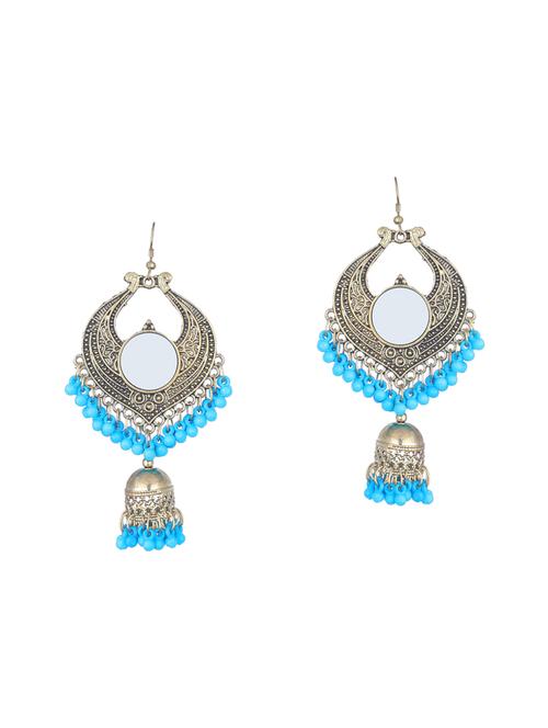 blue metal jhumka earring - 16498086 - Very Small Image - 1