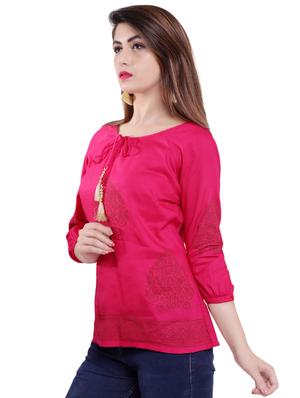 tie up neck printed top - 16498534 - Standard Image - 2