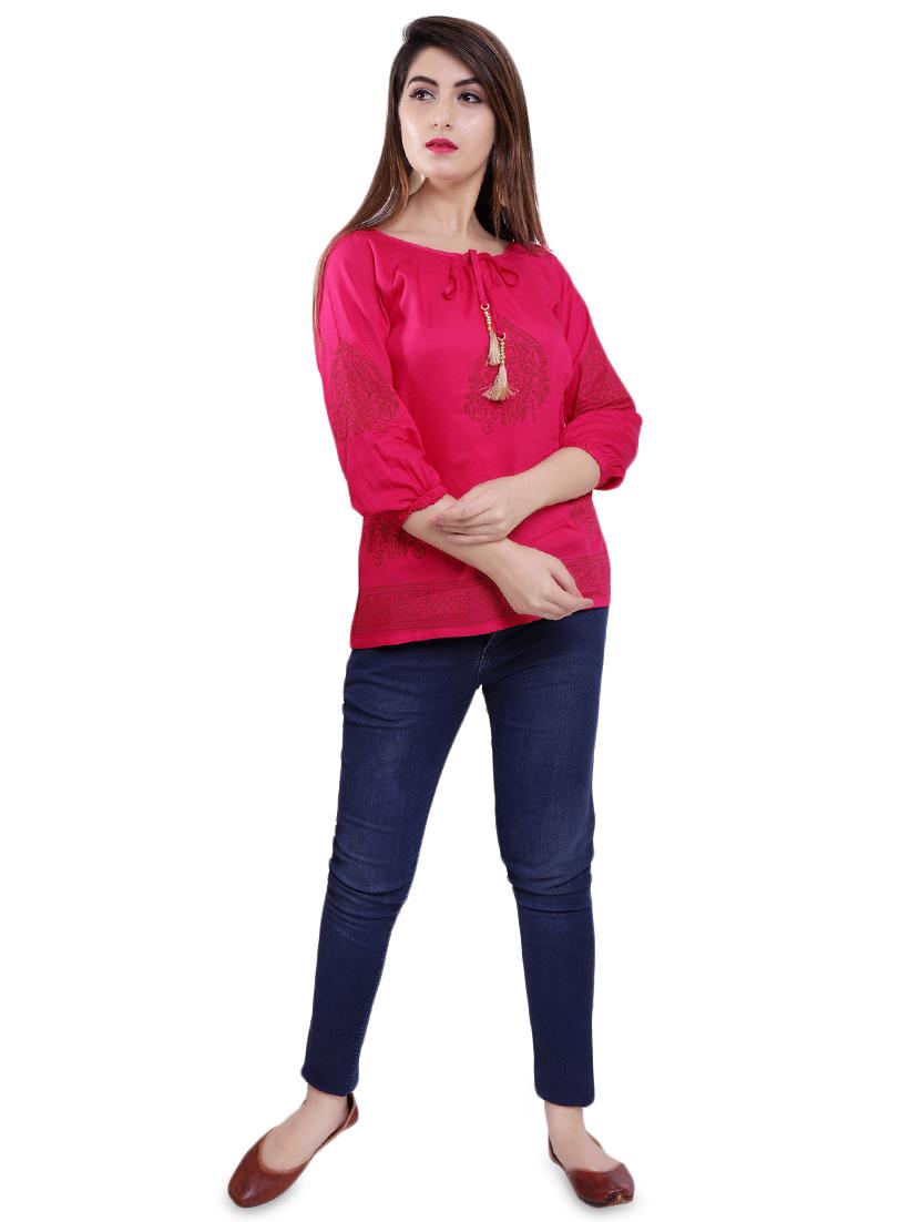 tie up neck printed top - 16498534 - Zoom Image - 4