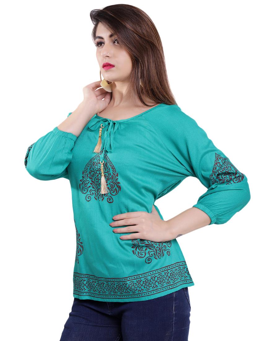 tie up neck printed top - 16498536 - Zoom Image - 2