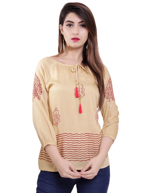 tie up neck printed top - 16498538 - Standard Image - 1