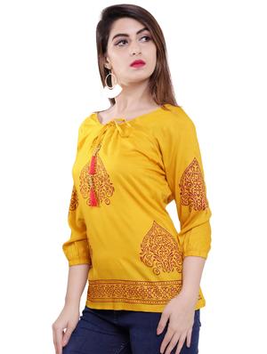 tie up neck printed top - 16498539 - Standard Image - 2