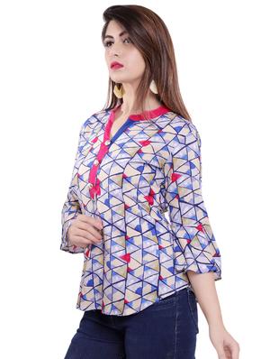 mandarin neck bell sleeved top - 16498545 - Standard Image - 2