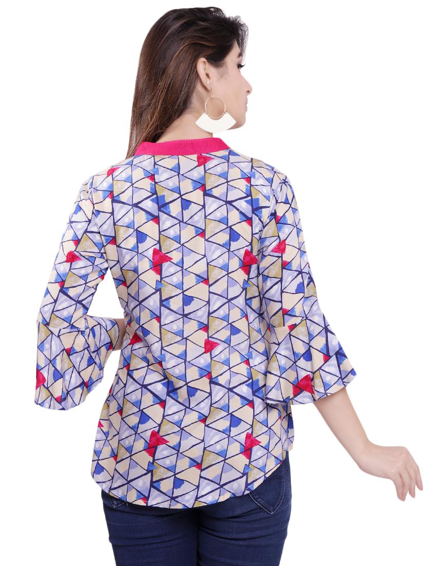mandarin neck bell sleeved top - 16498545 - Zoom Image - 3