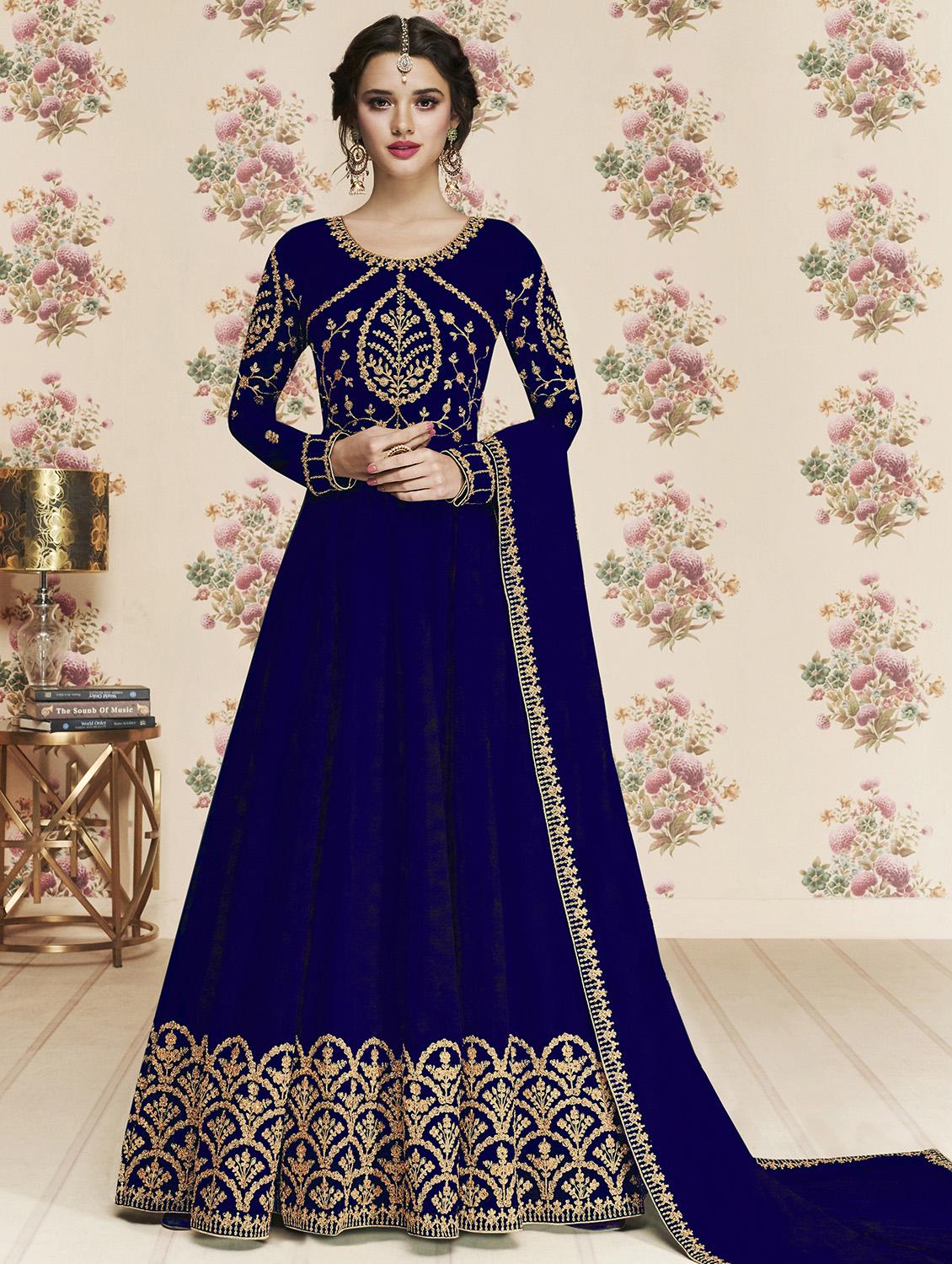 embroidered semi-stitched suit - 16498577 - Zoom Image - 1