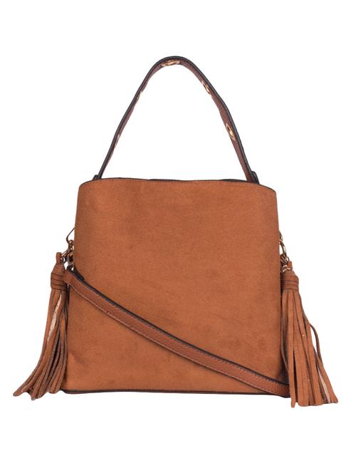 tan leatherette (pu) regular handbag - 16498681 - Very Small Image - 1