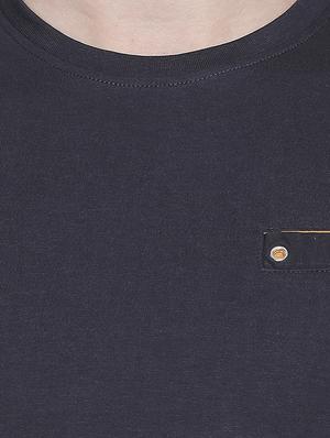 navy blue solid pocket t-shirt - 16498917 - Standard Image - 4