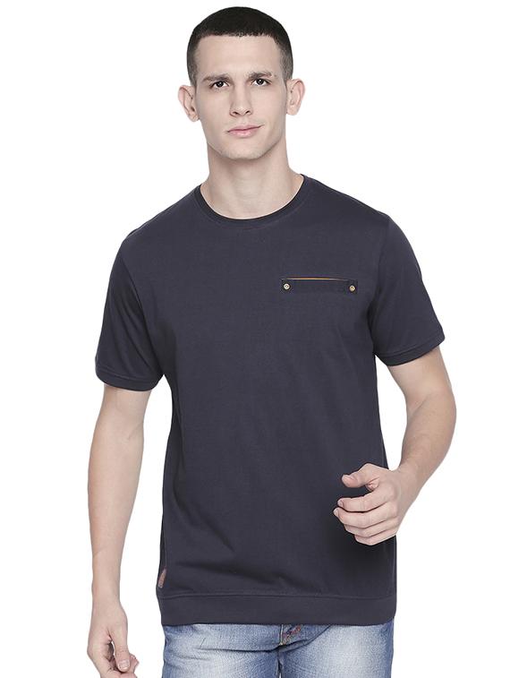 navy blue solid pocket t-shirt - 16498917 - Zoom Image - 1
