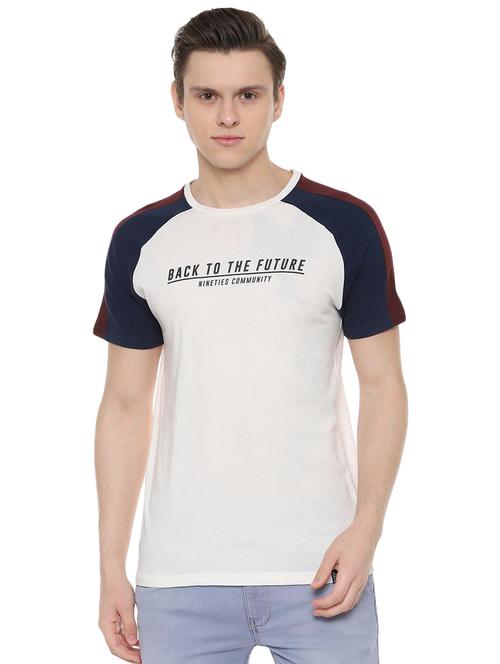 white typographic chest print t-shirt - 16499132 - Very Small Image - 1
