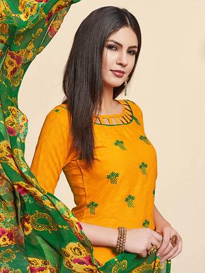 embroidered semi-stitched suit - 16499395 - Standard Image - 2
