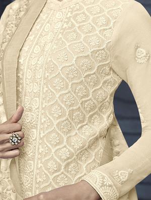 embroidered semi-stitched suit - 16499690 - Standard Image - 2