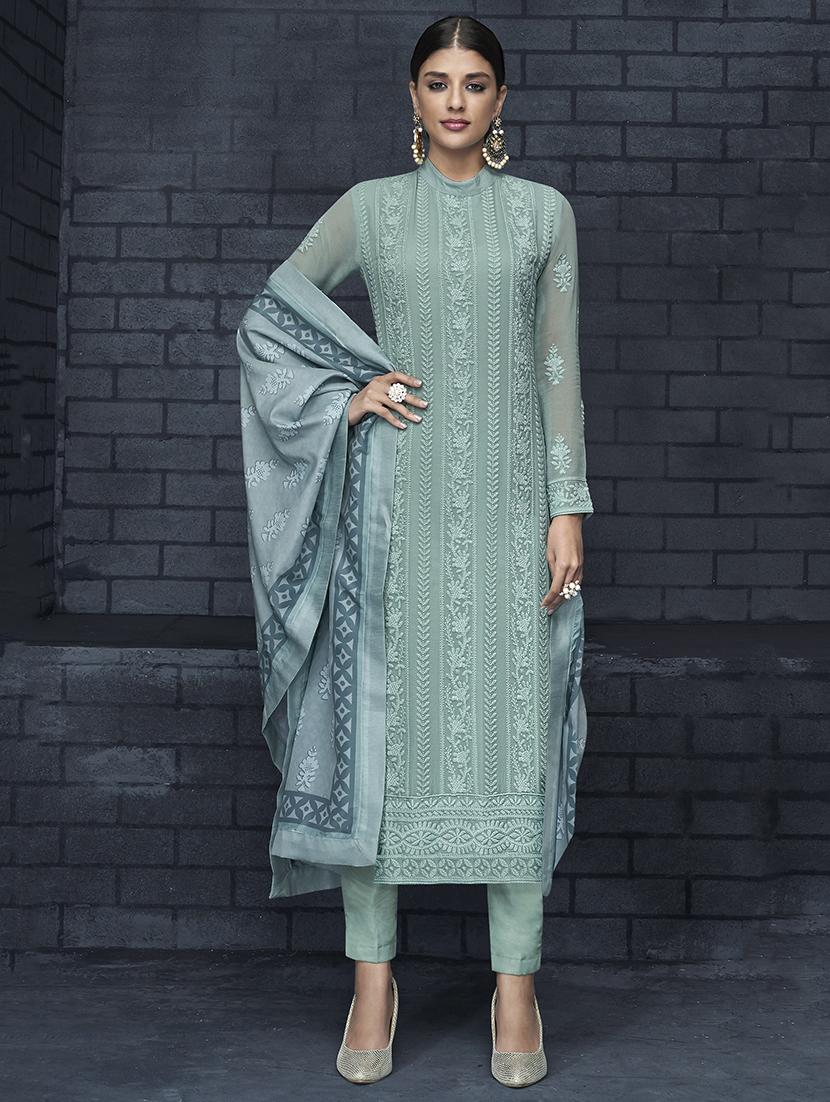 embroidered semi-stitched suit - 16499695 - Zoom Image - 1