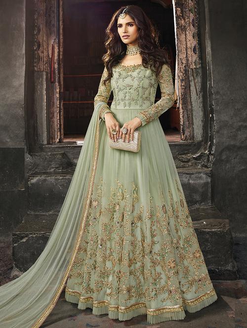 embroidered semi-stitched suit - 16499733 - Standard Image - 1