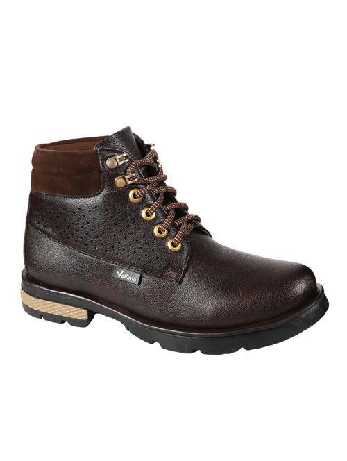 vellinto brown leatherette high ankle boots - 16500198 - Very Small Image - 1