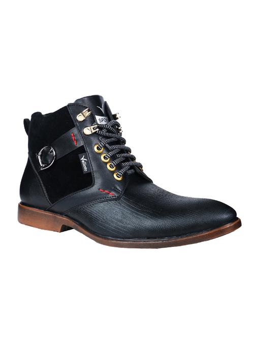 vellinto black leatherette high ankle boots - 16500202 - Standard Image - 1