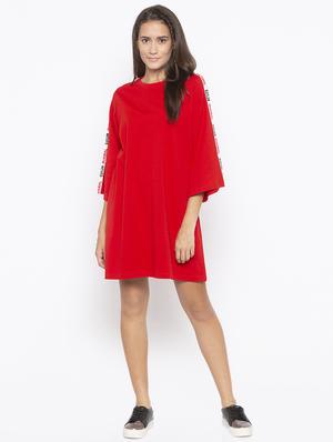 crew neck tape detail shift dress - 16500328 - Standard Image - 4