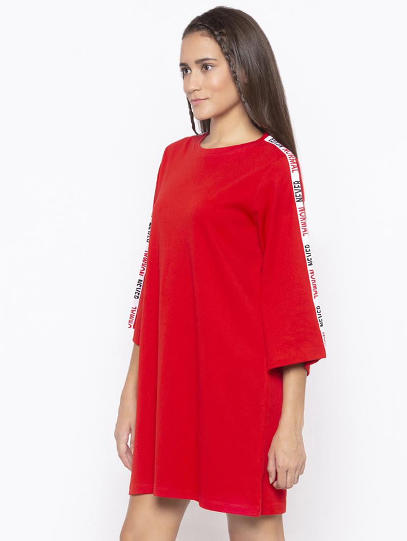 crew neck tape detail shift dress - 16500328 - Zoom Image - 2