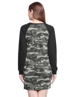 raglan sleeved camouflage sheath dress - 16500337 - Standard Image - 3