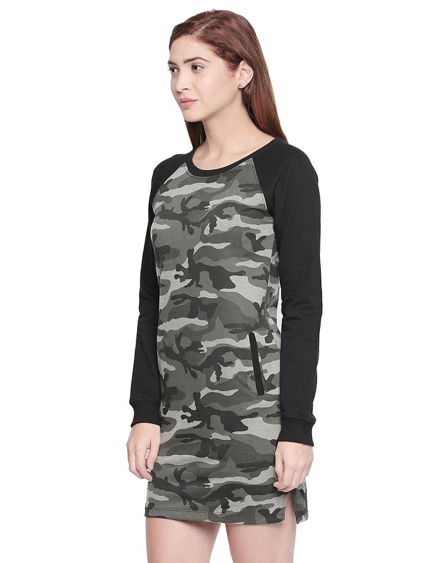 raglan sleeved camouflage sheath dress - 16500337 - Zoom Image - 1