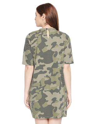 choker neck camouflage shift dress - 16500348 - Standard Image - 3