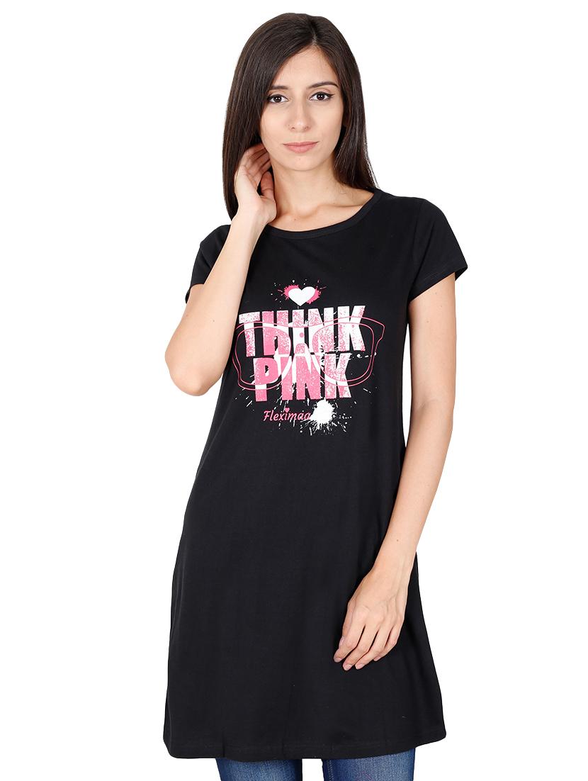 round neck quirky printed long tee - 16500353 - Zoom Image - 1
