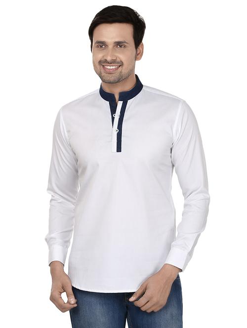 white solid short kurta - 16501119 - Standard Image - 1