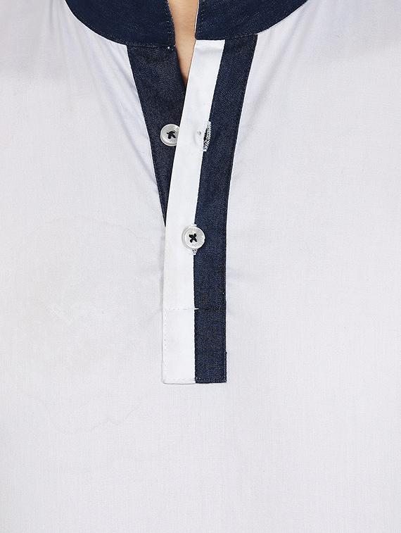 white solid short kurta - 16501119 - Zoom Image - 5