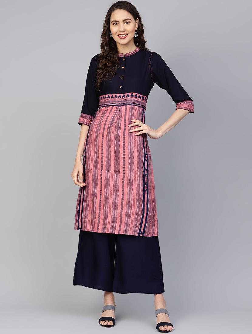 printed kurta palazzo set - 16501140 - Zoom Image - 1